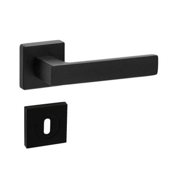 System Fosıl AL6 Siyah Kare Rozetli Kapı Kolu Dış Kapısı