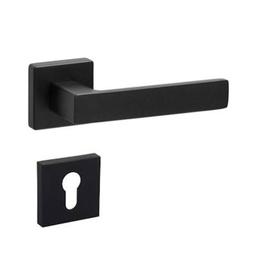 System Fosıl AL6 Siyah Kare Rozetli Kapı Kolu Dış Kapısı