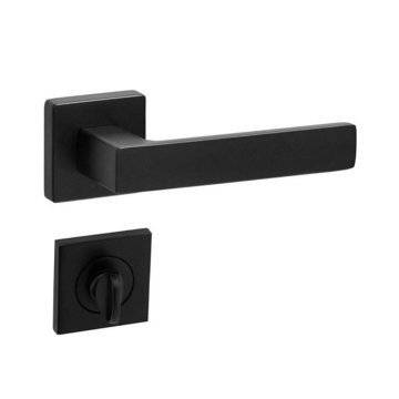 System Fosıl AL6 Siyah Kare Rozetli Kapı Kolu Dış Kapısı