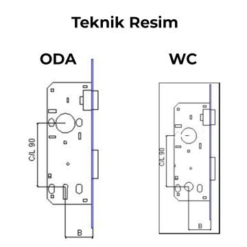 Tursan Köşeli Oda Kapı Kilidi - 35 mm / Nikel