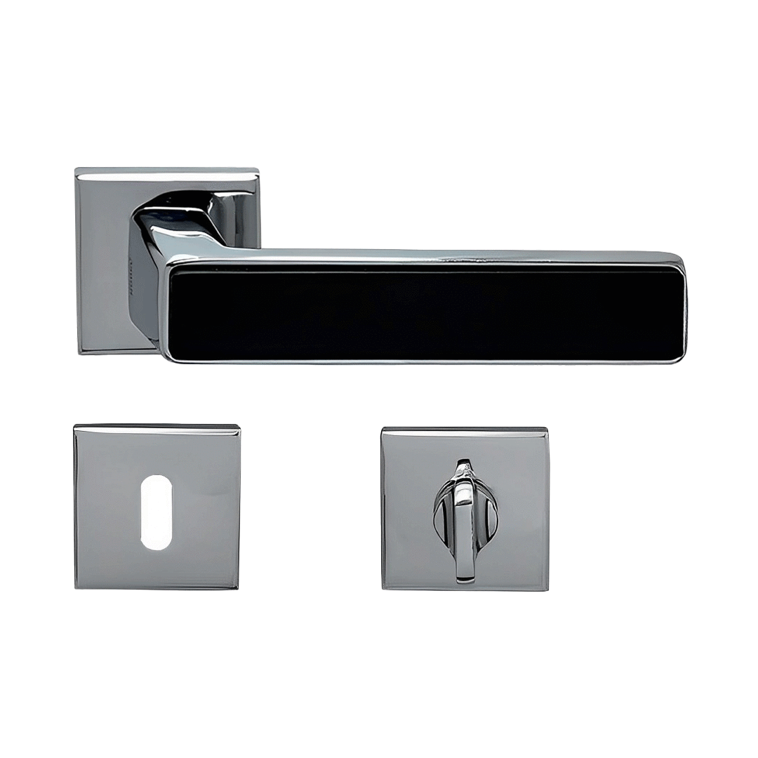 Nobel Amasya Kare Rozetli Kapı Kolu Krom-Matsiyah Dış Kapısı