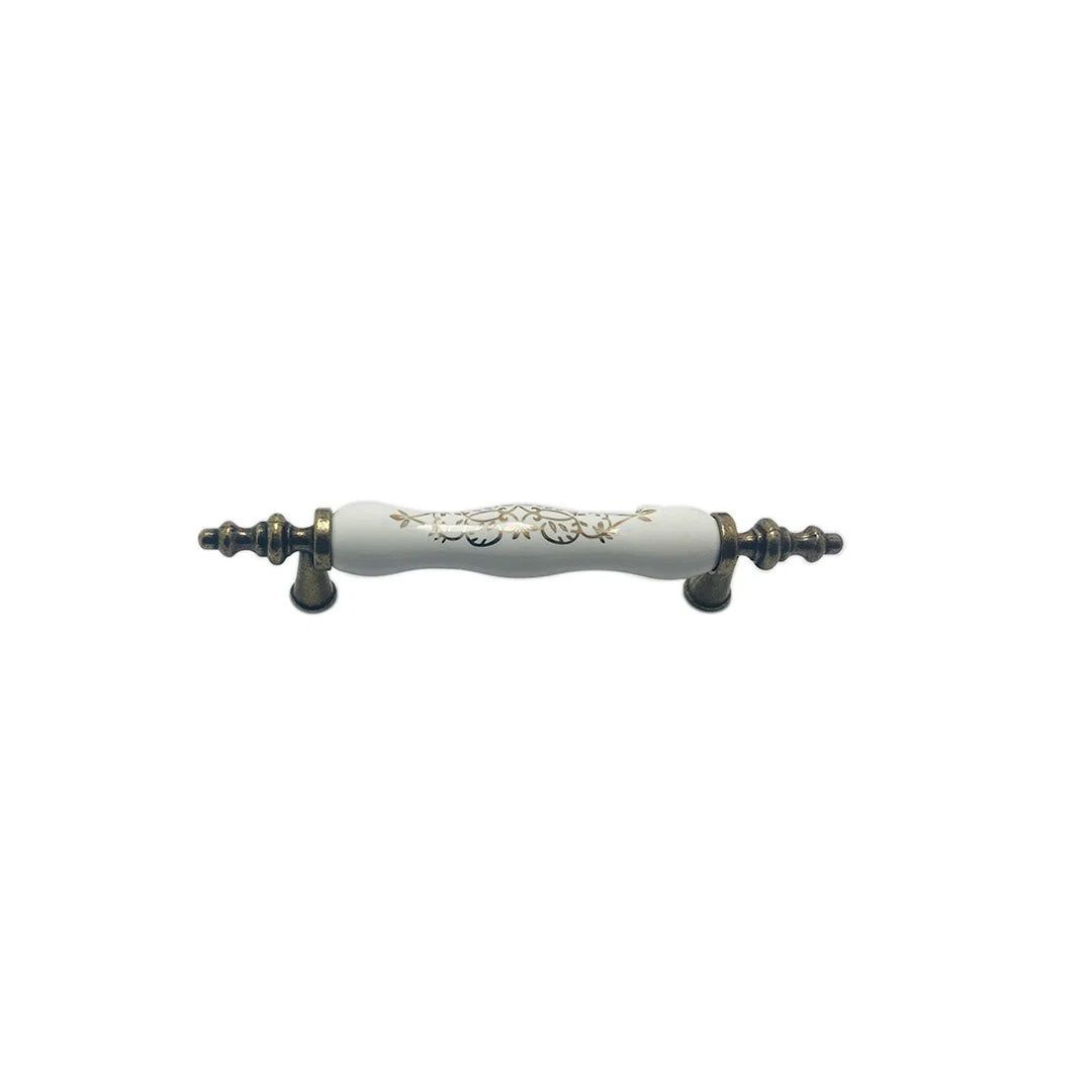 Lider Menekşe Antik Sarı Altınyaldızlı Porselen Mobilya Kulp 128 mm