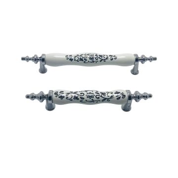 Lider Menekşe Karışık Desen Porselen Mobilya Kulp Krom - 96 mm