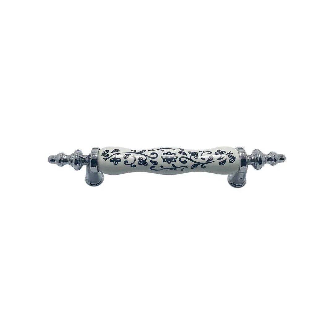 Lider Menekşe Karışık Desen Porselen Mobilya Kulp Krom - 128 mm