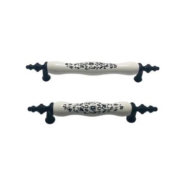 Lider Menekşe Karışık Desen Porselen Mobilya Kulp Mat Siyah - 128 mm