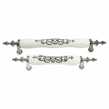 Lider Nur Menekşe Topkapı Desen Porselen Mobilya Kulp Krom - 128 mm