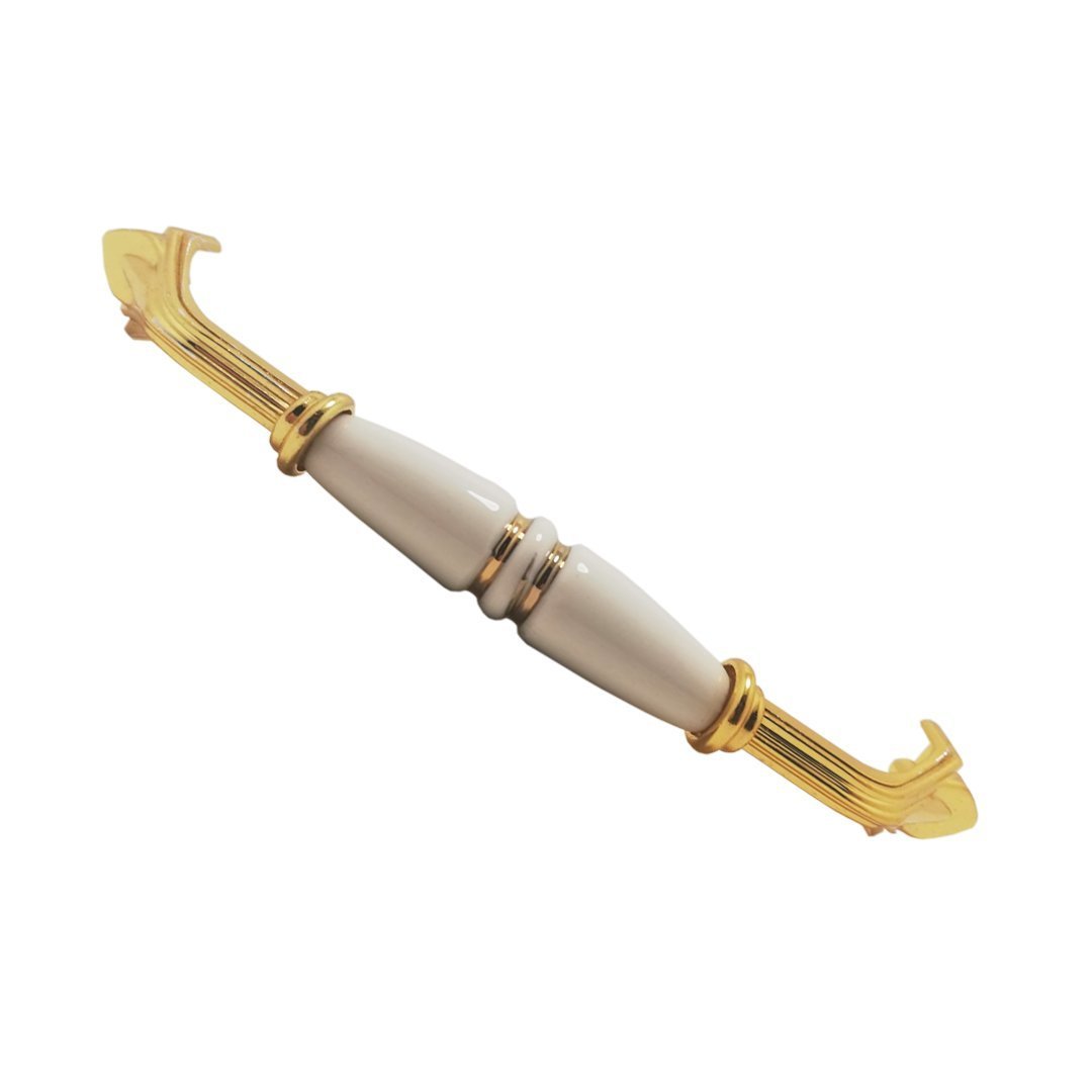 Tomurcuk 2133-60 Yivli Altın Porselen Mobilya Kulp 128 mm