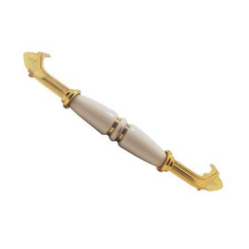Tomurcuk 2133-60 Yivli Altın Porselen Mobilya Kulp 128 mm