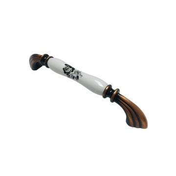 Tomurcuk 1905-21-160-424 Antik Bakır Porselen Mobilya Kulp 160 mm