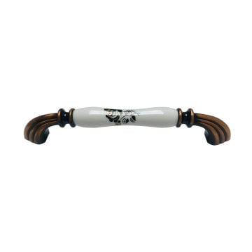 Tomurcuk 1905-21-160-424 Antik Bakır Porselen Mobilya Kulp 160 mm