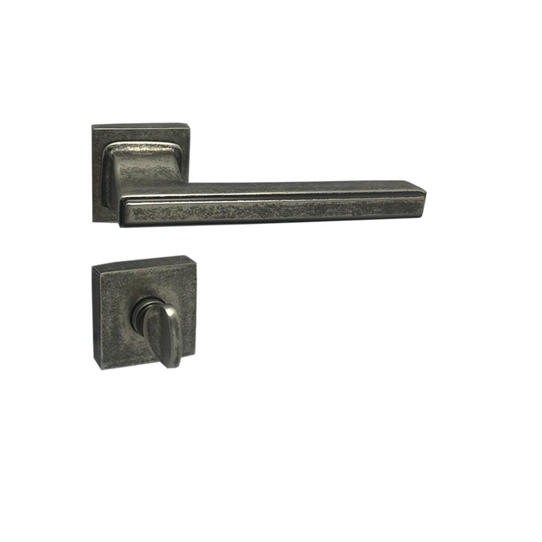 Doğanlar Techno Antik Gümüş Rozetli Kapı Kolu Wc Kapısı