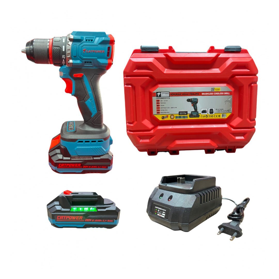 Catpower CAT E1010 Kömürsüz Akülü Matkap 20V 2 Ah Lion
