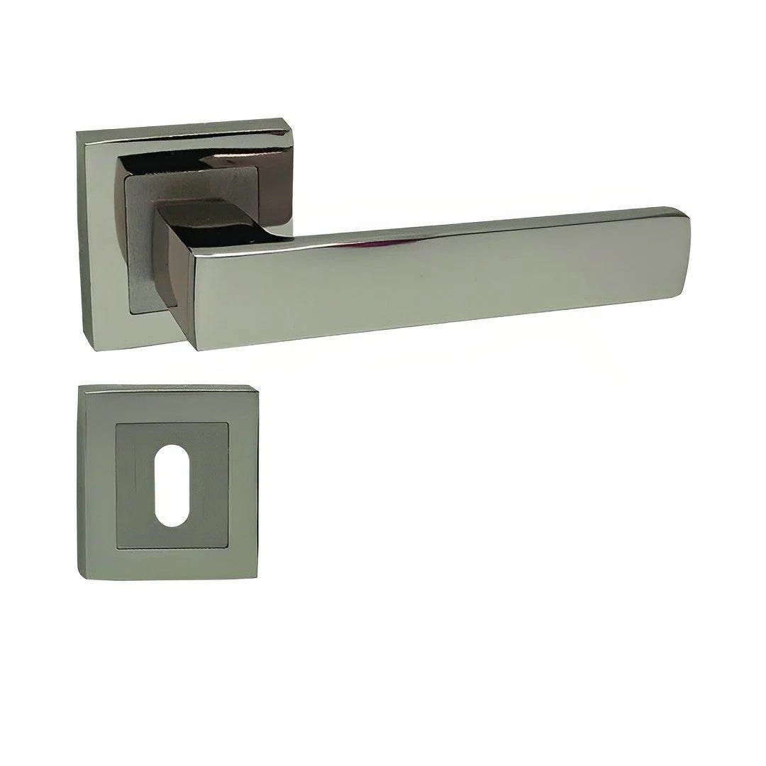 Hira Konak Nikel Saten Kare Rozetli Kapı Kolu Oda Kapısı