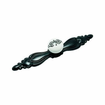 Tomurcuk 1795-85-128-471 Siyah Porselen Mobilya Kulp 128 mm