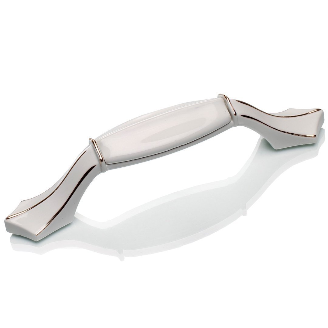 Ventus 2037 Yaldızlı Porselen Mobilya Kulp Beyaz Sarı - 96 mm