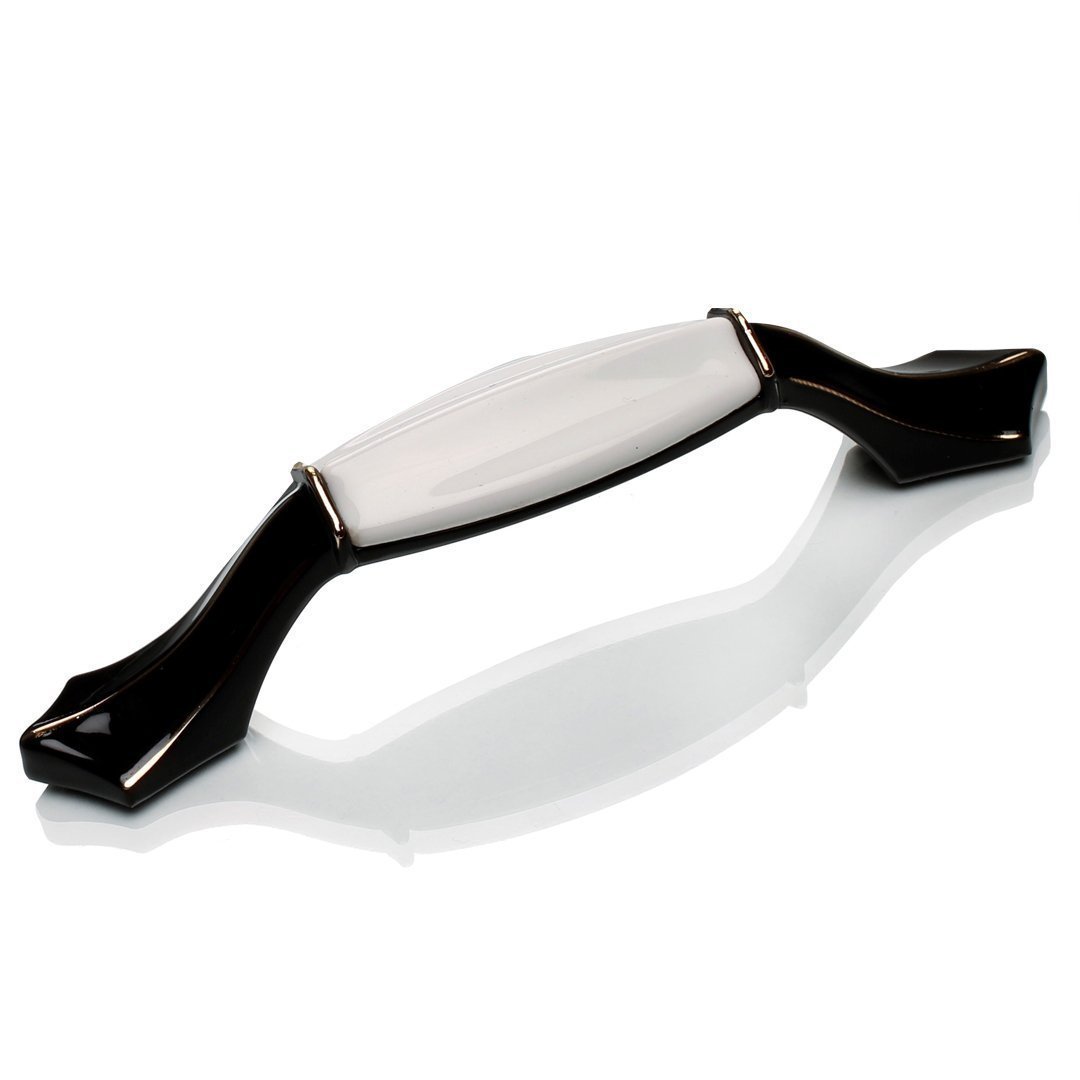 Ventus 2037 Yaldızlı Porselen Mobilya Kulp Parlak Siyah Sarı - 128 mm
