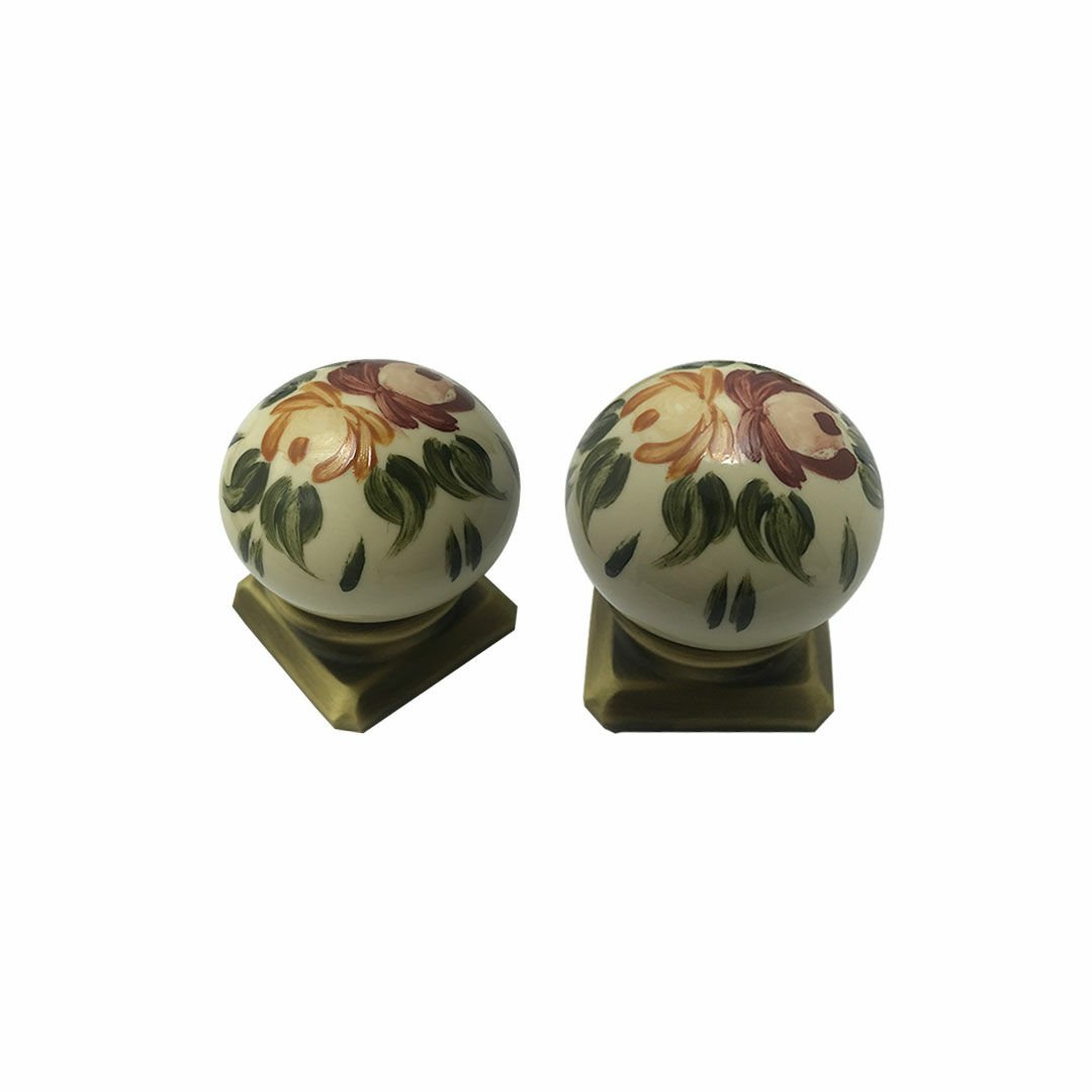 Doğanlar Z.210 Düğme Porselen Mobilya Kulp Olifka Krem 023 Desenli