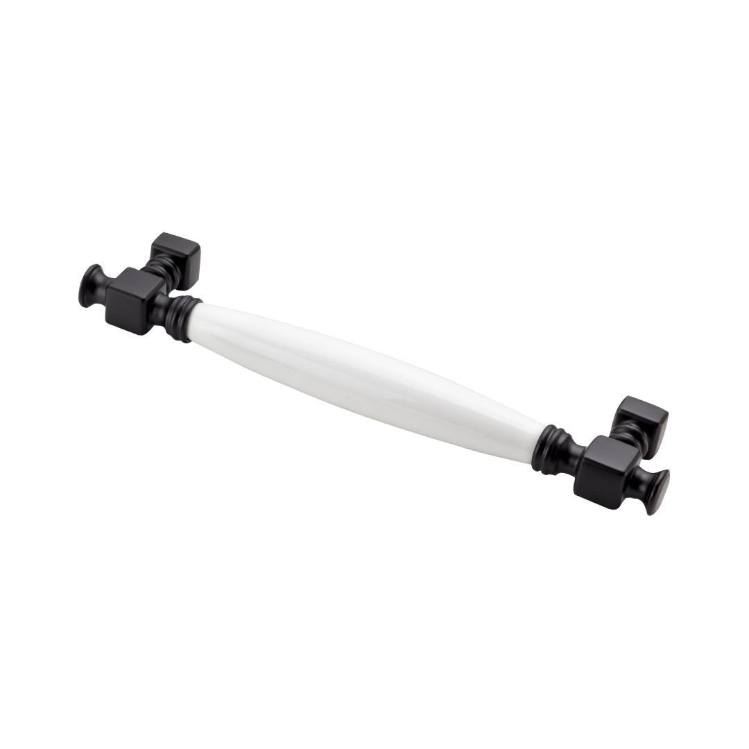 Doğanlar Z.310 Porselen Mobilya Kulp Mat Siyah Beyaz Düz - 128 mm