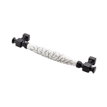 Doğanlar Z.310 Porselen Mobilya Kulp Mat Siyah Beyaz Desenli - 160 mm