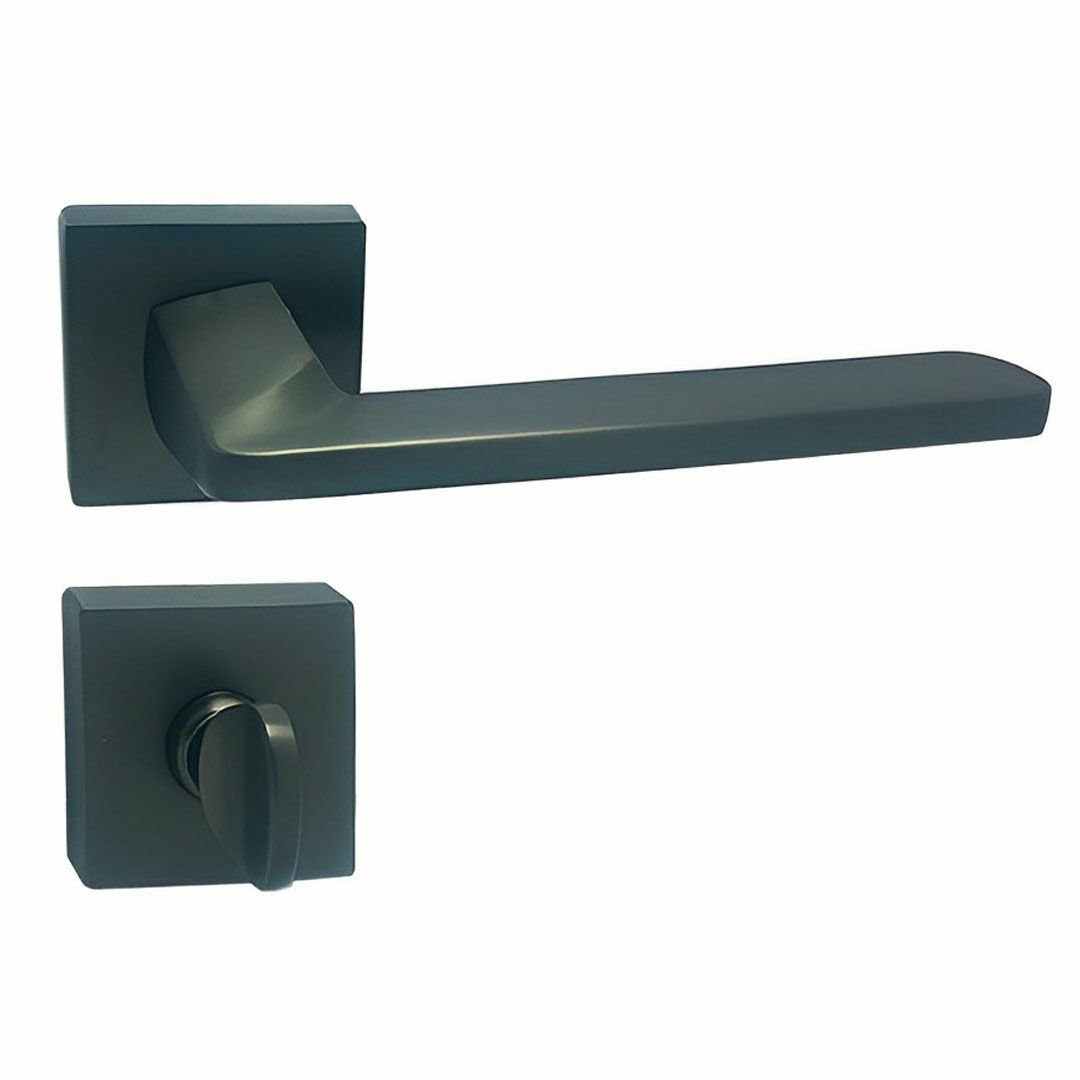 Doğanlar Radya Rozetli Kapı Kolu Antrasit - Wc Kapısı