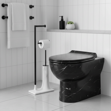 System Mermer-Siyah Hareketli Wc Set