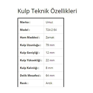 Umut 724 Antik Mobilya Kulp 64 mm