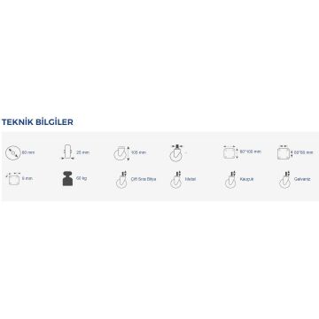 Hts Frenli Tablalı Sanayi Tipi Teker 8 cm