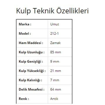 Umut 212 Antik Mobilya Kulp