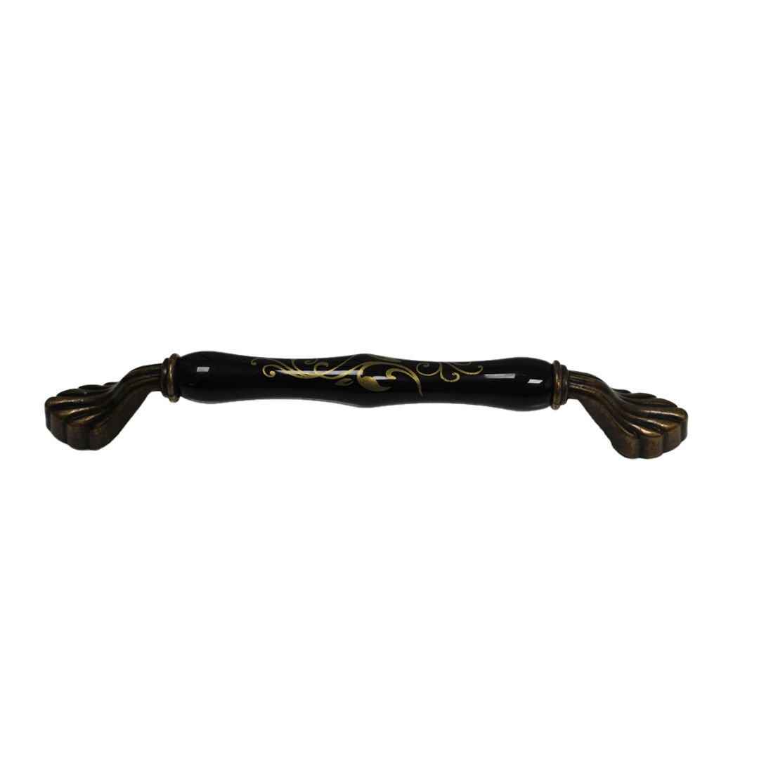 Tomurcuk 2140-40 Siyah Antik Sarı Porselen Mobilya Kulp