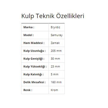 Samuray 160 mm Krom Mobilya Kulp