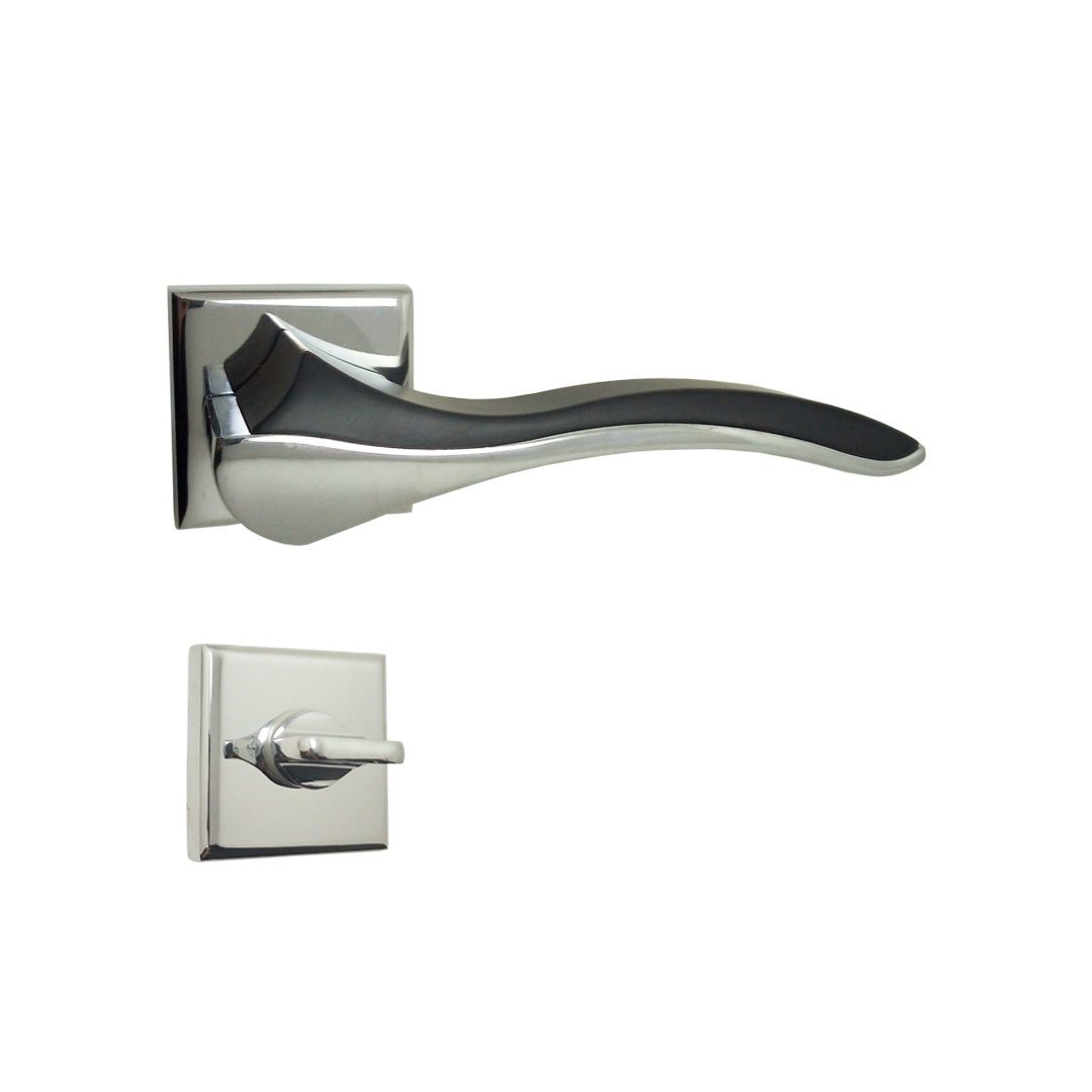 Nobel Bilecik Krom Mat Siyah Kare Rozetli Kapı Kolu Wc Kapısı