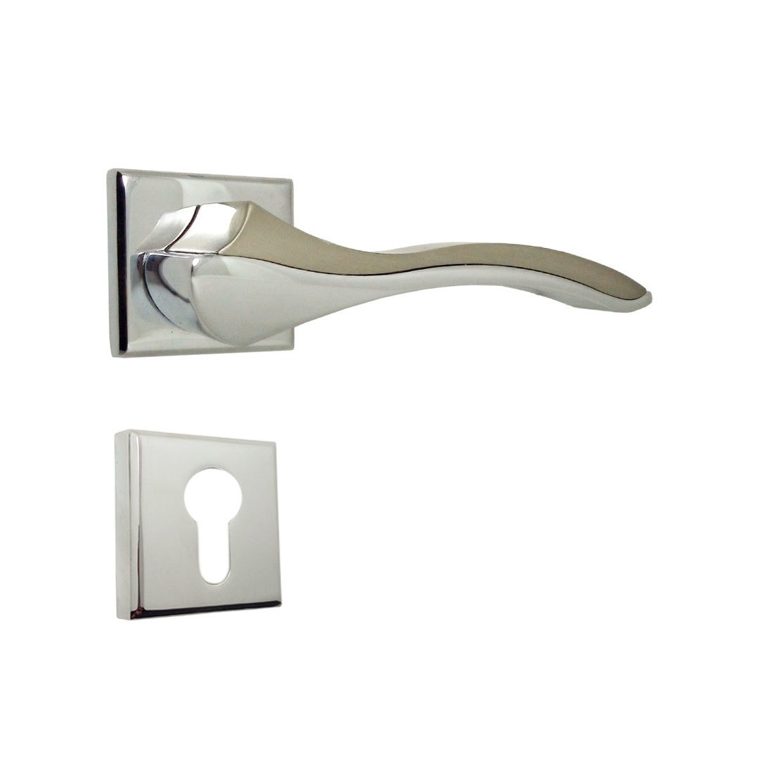 Nobel Bilecik Krom İnox Kare Rozetli Kapı Kolu Dış Kapısı