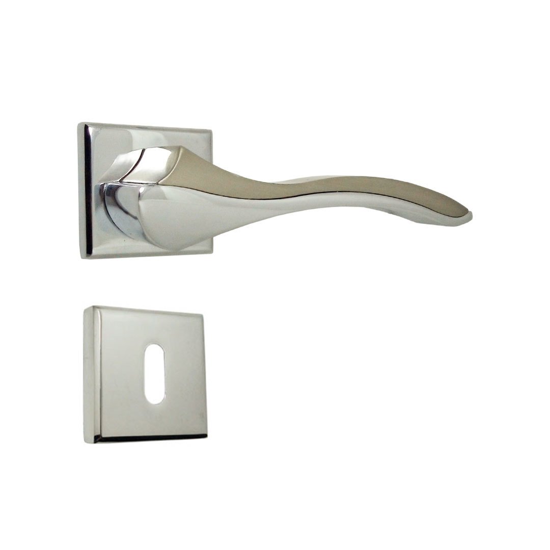 Nobel Bilecik Krom İnox Kare Rozetli Kapı Kolu Oda Kapısı