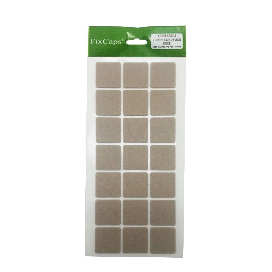 FixCaps Yapışkanlı Keçe Kahve Kare - En Ve Boy 40X40 mm