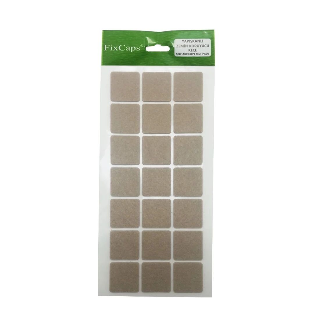 FixCaps Yapışkanlı Keçe Kahve Kare - En Ve Boy 50X50 mm