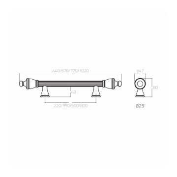 System PH9656 Çekme Kol Antik Bakır - 80 cm