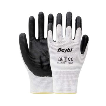 İş Güvenlik Eldivenleri Lüx Latex Beyaz - Siyah 1 Çift