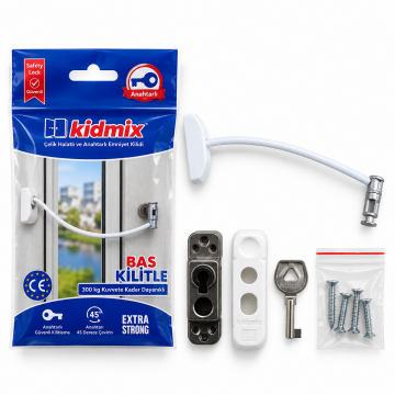 Kidmix Çelik Halatlı Pencere Emniyet Kilidi