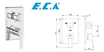 Eca Luna Ankastre Banyo Sıva Üstü 3 Yollu