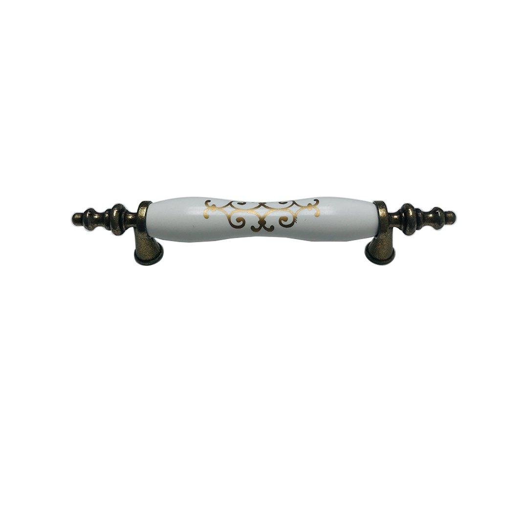 Lider Osmanlı Desen Polimer Mobilya Kulp Antik Sarı - 96 mm