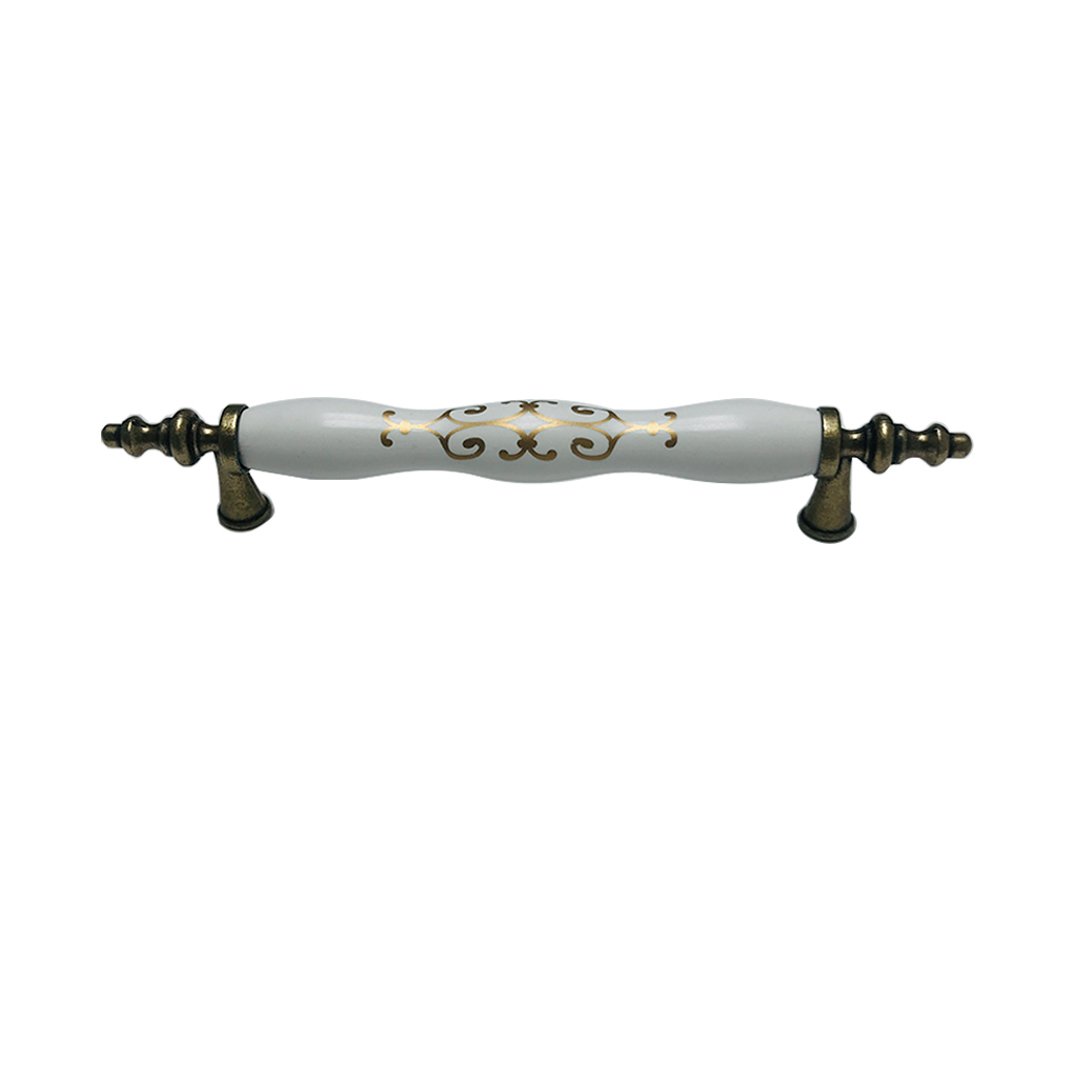 Lider Osmanlı Desen Polimer Mobilya Kulp Antik Sarı - 128 mm