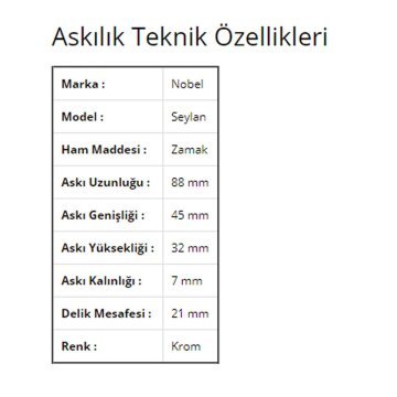 Nobel Seylan Krom Askı