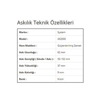 System AS2000 0062 CR Krom Askı