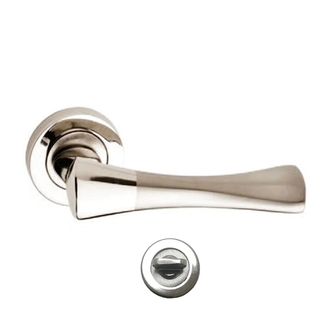 Nobel Pladium Nikel Saten Rozetli Kapı Kolu Wc Kapısı