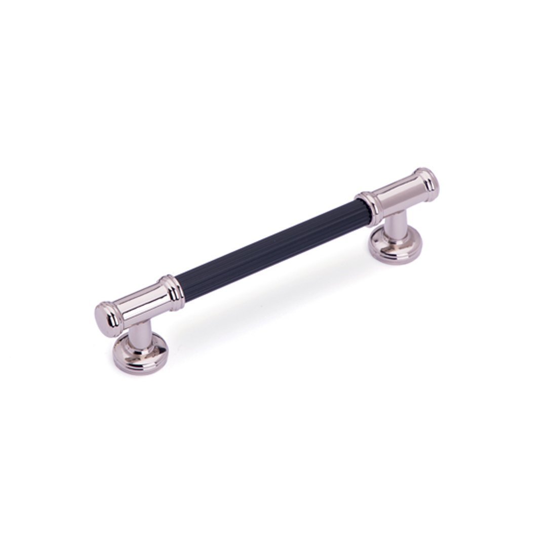 System 4665 Mobilya Kulp Parlak Nikel Siyah - 128 mm