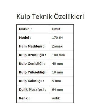 Umut 170 64 mm Antik Mobilya Kulp