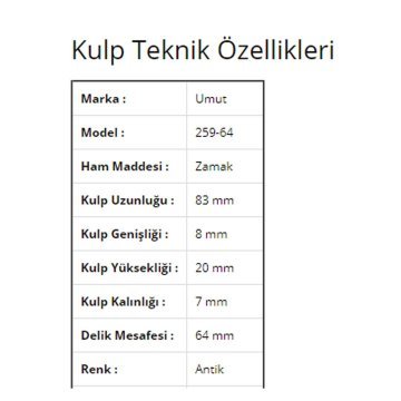 Umut 259-64 mm Antik Mobilya Kulp
