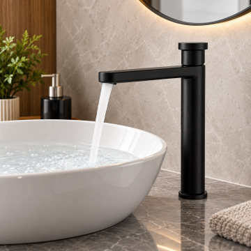 Savre Sekko Mat Siyah Uzun lavabo Bataryası