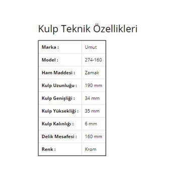 Umut 274 Krom Avangart Mobilya Kulp 160 mm