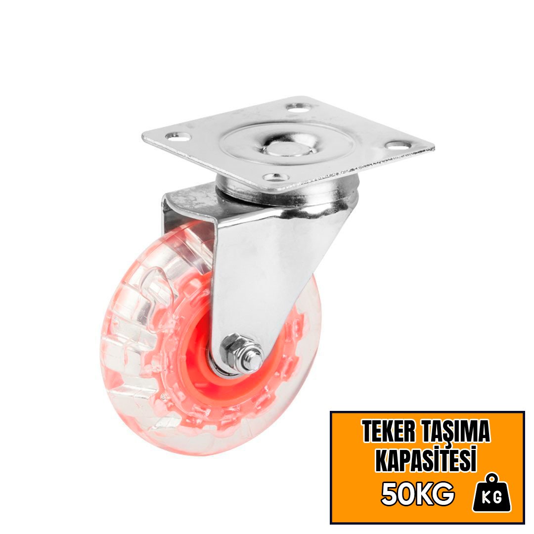 Hts Şeffaf Makaralı Sabit Mobilya Tekeri 371 - Frenli